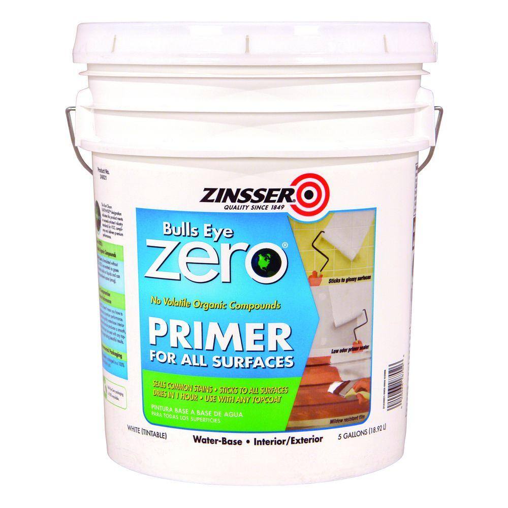 Zinsser 249021 Bulls Eye Zero 5 gal. White Water-Based Interior/Exterior Primer and Sealer