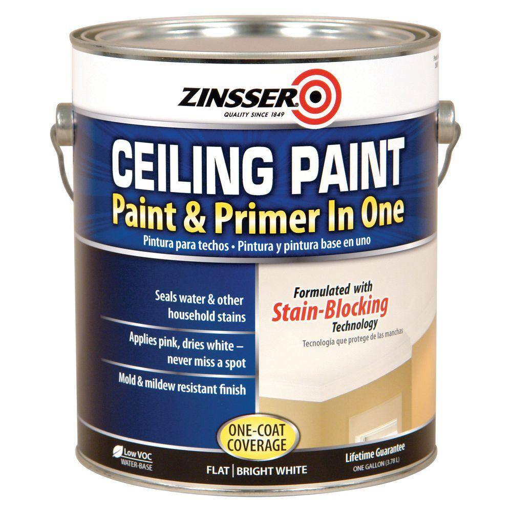 Zinsser 260967 1 Gal. Flat Bright White Ceiling Paint and Primer in One