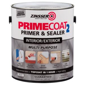 Zinsser 323154 PrimeCoat2 1 Gallon White Water Based Interior/Exterior Multi-Purpose Primer & Sealer (Case of 2)