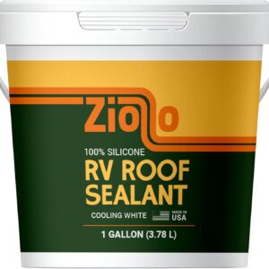 Ziollo RV Roof Sealant – Leak Repair 100% Silicone Liquid Rubber – Premium Waterproof Coating for Campers, Pop Up, Motorhomes, and Travel Trailers – Easy DIY Application – White 1 Gallon