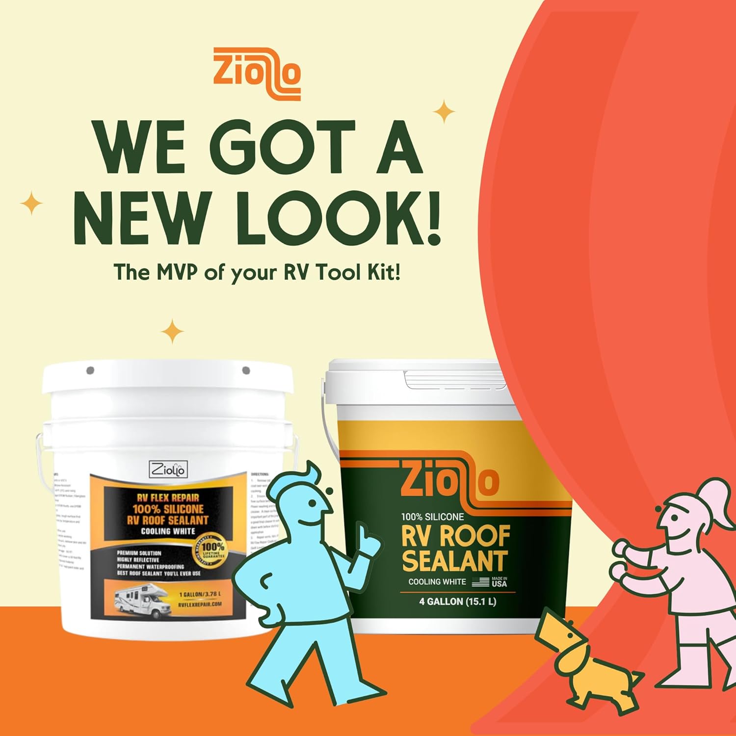 Ziollo RV Roof Sealant – Leak Repair 100% Silicone Liquid Rubber – Premium Waterproof Coating for Campers, Pop Up, Motorhomes, and Travel Trailers – Easy DIY Application – White 1 Gallon - Image 2