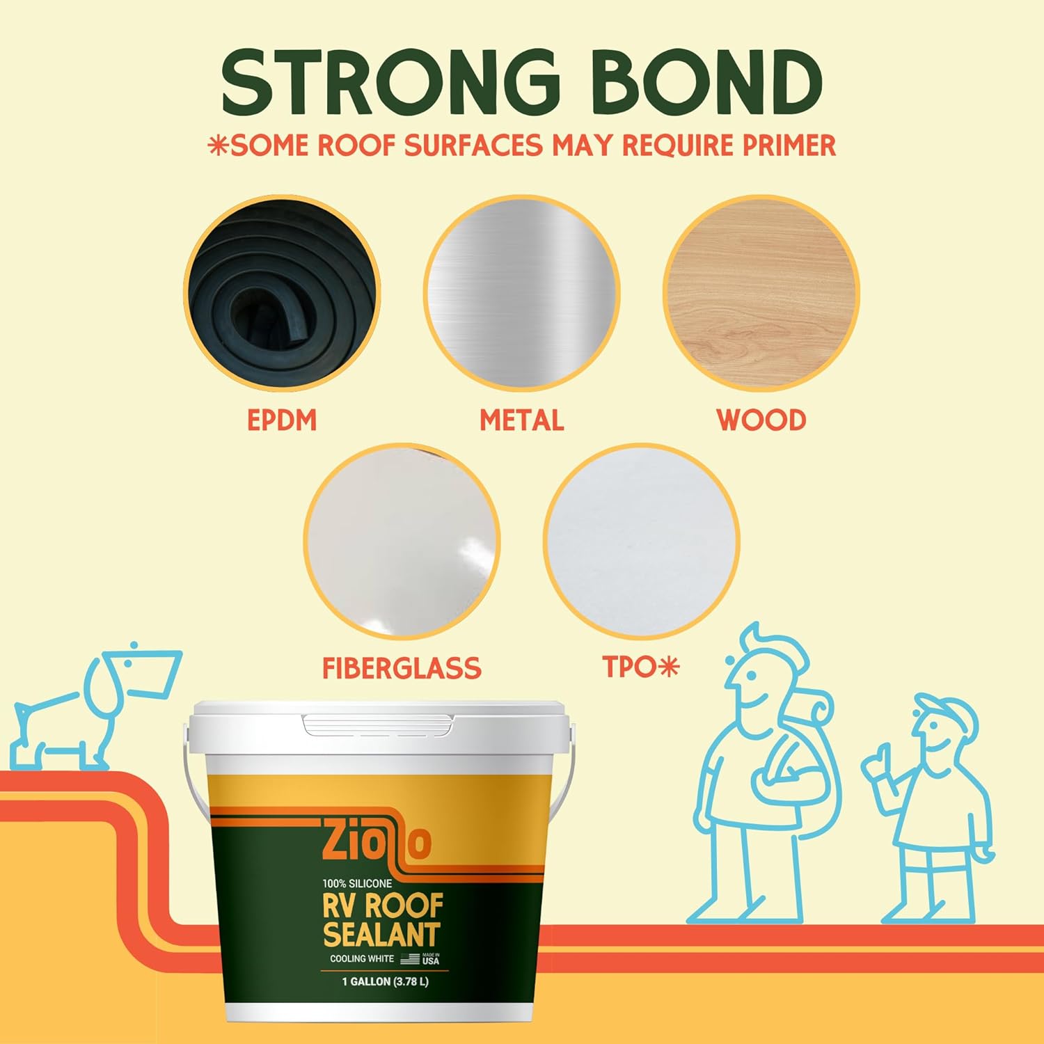 Ziollo RV Roof Sealant – Leak Repair 100% Silicone Liquid Rubber – Premium Waterproof Coating for Campers, Pop Up, Motorhomes, and Travel Trailers – Easy DIY Application – White 1 Gallon - Image 5