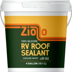 Ziollo RV Roof Sealant – Leak Repair 100% Silicone Liquid Rubber – Premium Waterproof Coating for Campers, Pop Up, Motorhomes, and Travel Trailers – Easy DIY Application – White 4 Gallon