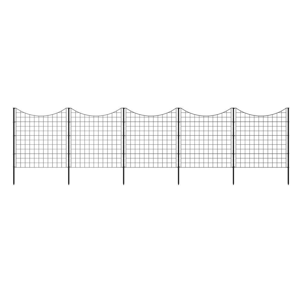 Zippity Outdoor Products WF29006 3.25 ft. H x 3 ft. W Zippity Black Metal Garden Fence Panel with Stakes (5-pack)