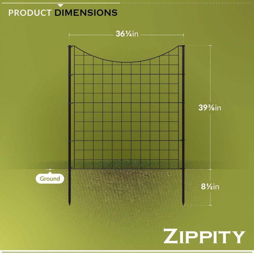 Zippity Outdoor Products WF29006 3.25 ft. H x 3 ft. W Zippity Black Metal Garden Fence Panel with Stakes (5-pack) - Image 6
