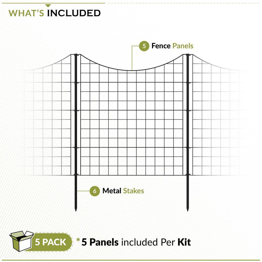 Zippity Outdoor Products WF29006 3.25 ft. H x 3 ft. W Zippity Black Metal Garden Fence Panel with Stakes (5-pack) - Image 5