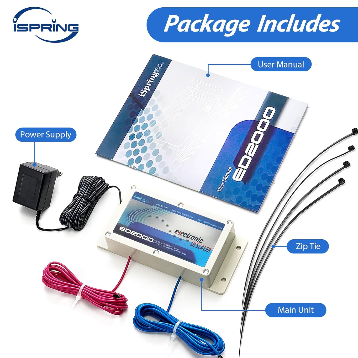 iSpring ED2000 Whole House Water Descaler, Alternative Electronic Salt-Free Hard Water Conditioner - Image 2