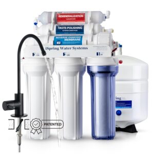 iSpring RCC7AK-BLK, NSF/ANSI 58 Certified, Alkaline 6-Stage Reverse Osmosis System with Stylish Black RO Faucet