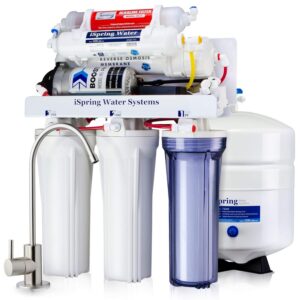 iSpring RCC7P-AK 6-Stage Reverse Osmosis System Under Sink Alkaline Water Filter and Pump, RO Drinking Water Filtration System