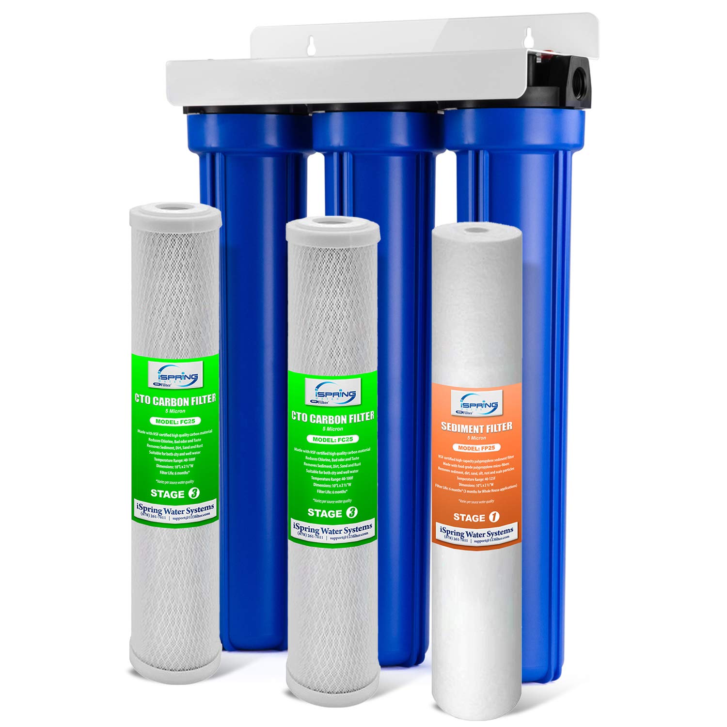 iSpring WCB32O Whole House Water Filter System, Highly Reduces up to 99% Chlorine, Sediment, Taste, Odor