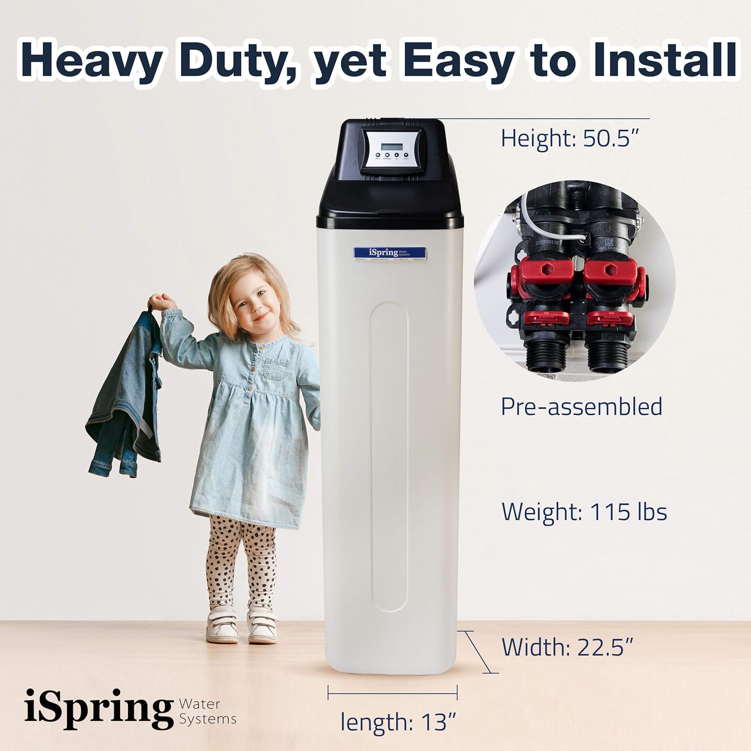 iSpring WCS45KG Whole House Water Softener System, 45,000 Grain High Capacity with Backwash Feature, SGS-Tested, for Homes & Businesses - Image 4