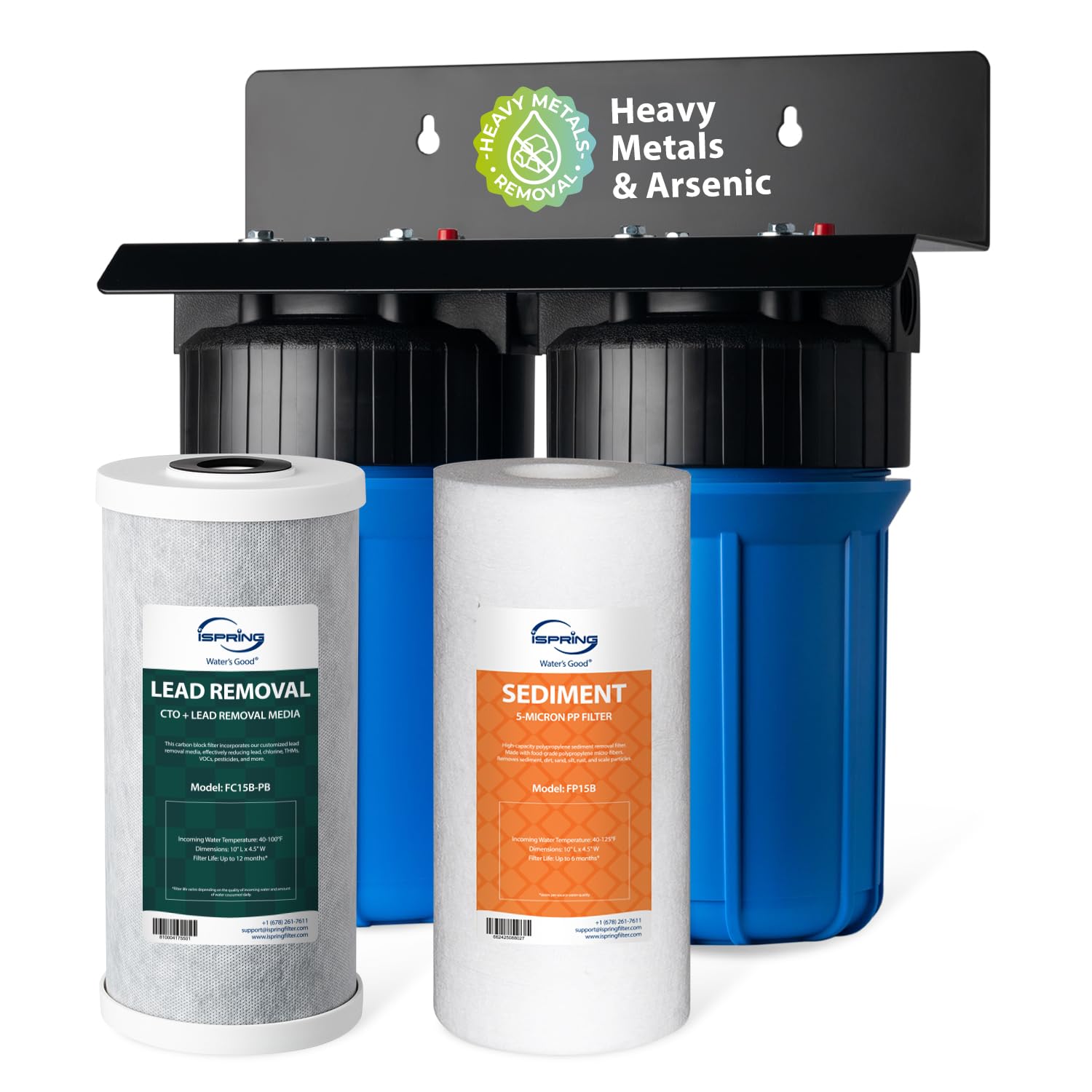 iSpring WGB21B-CPB 2-Stage Whole House Water Filtration System Reduces Arsenic, Cadmium, Mercury, Sediments