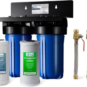 iSpring WGB21B-PB+AHPF12MNPT16X2 2-Stage Whole House Water Filtration System w/ 10” x 4.5” Carbon Block