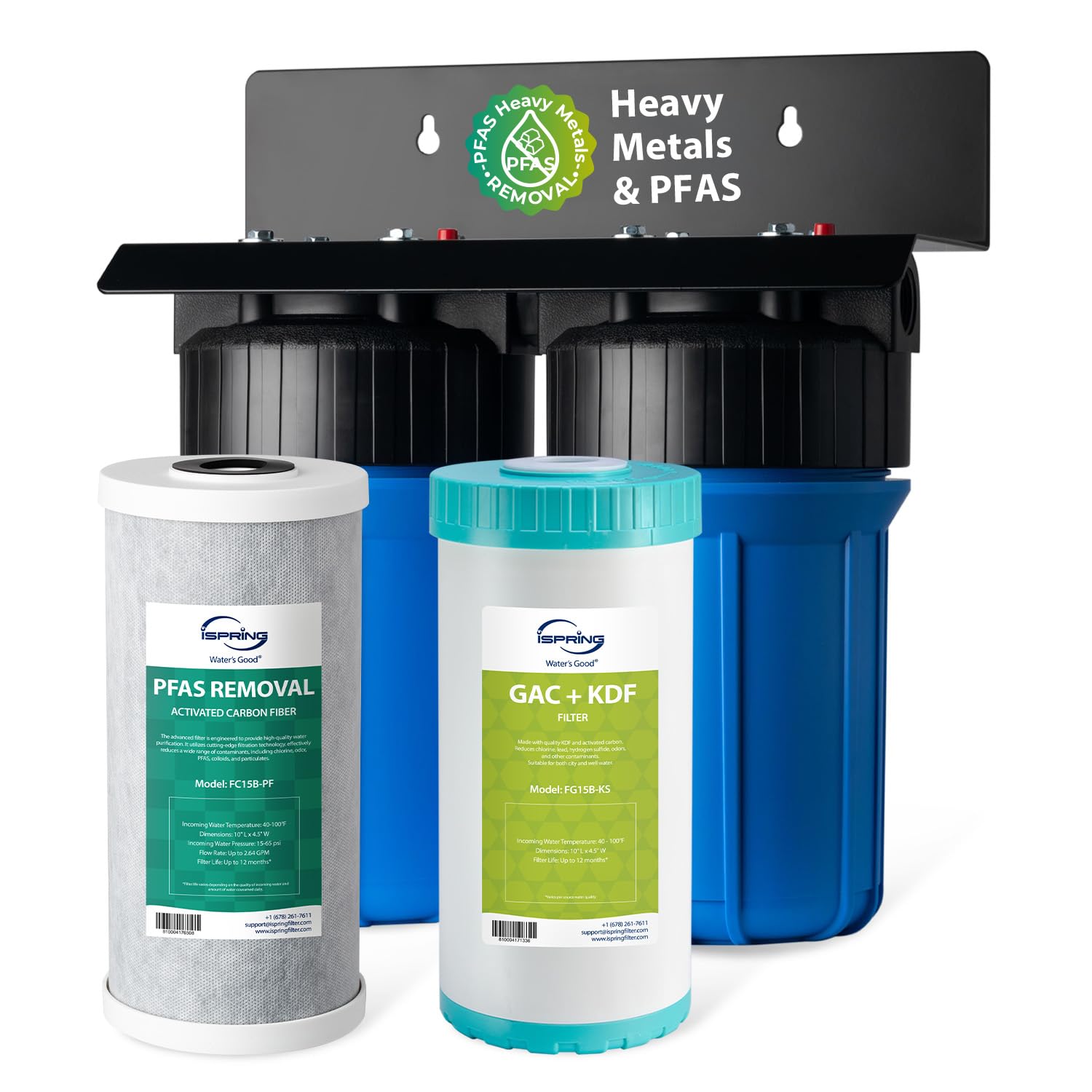 iSpring WGB21B-PFKS PFAS & Heavy Metals Whole House Water Filter System, SGS-Tested to Reduce 99% PFAS