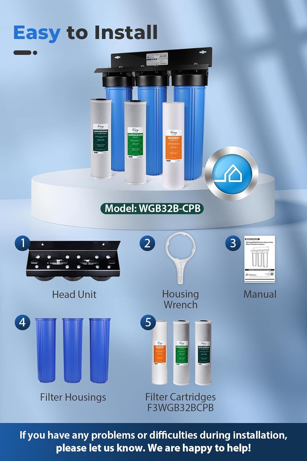 iSpring WGB32B-CPB SGS-Tested Lead Removal Whole House Water Filter System, Reduces Sediments, Chlorine, and up to 99% Lead - Image 3