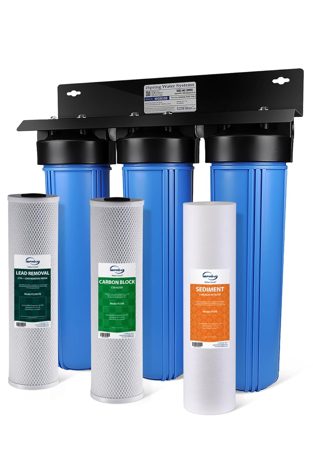 iSpring WGB32B-CPB SGS-Tested Lead Removal Whole House Water Filter System, Reduces Sediments, Chlorine, and up to 99% Lead