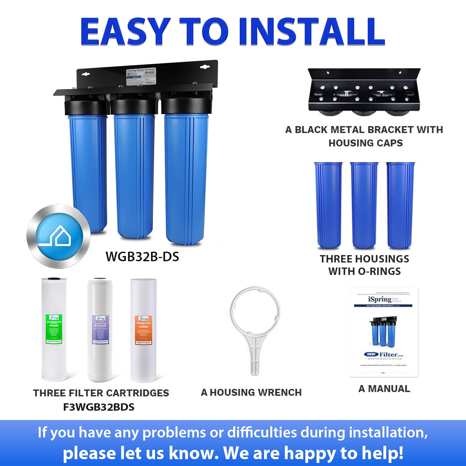 iSpring WGB32B-DS Anti-Scale Whole House Water Filter System w/Sediment, Polyphosphate, and Carbon Block Water Filters - Image 4