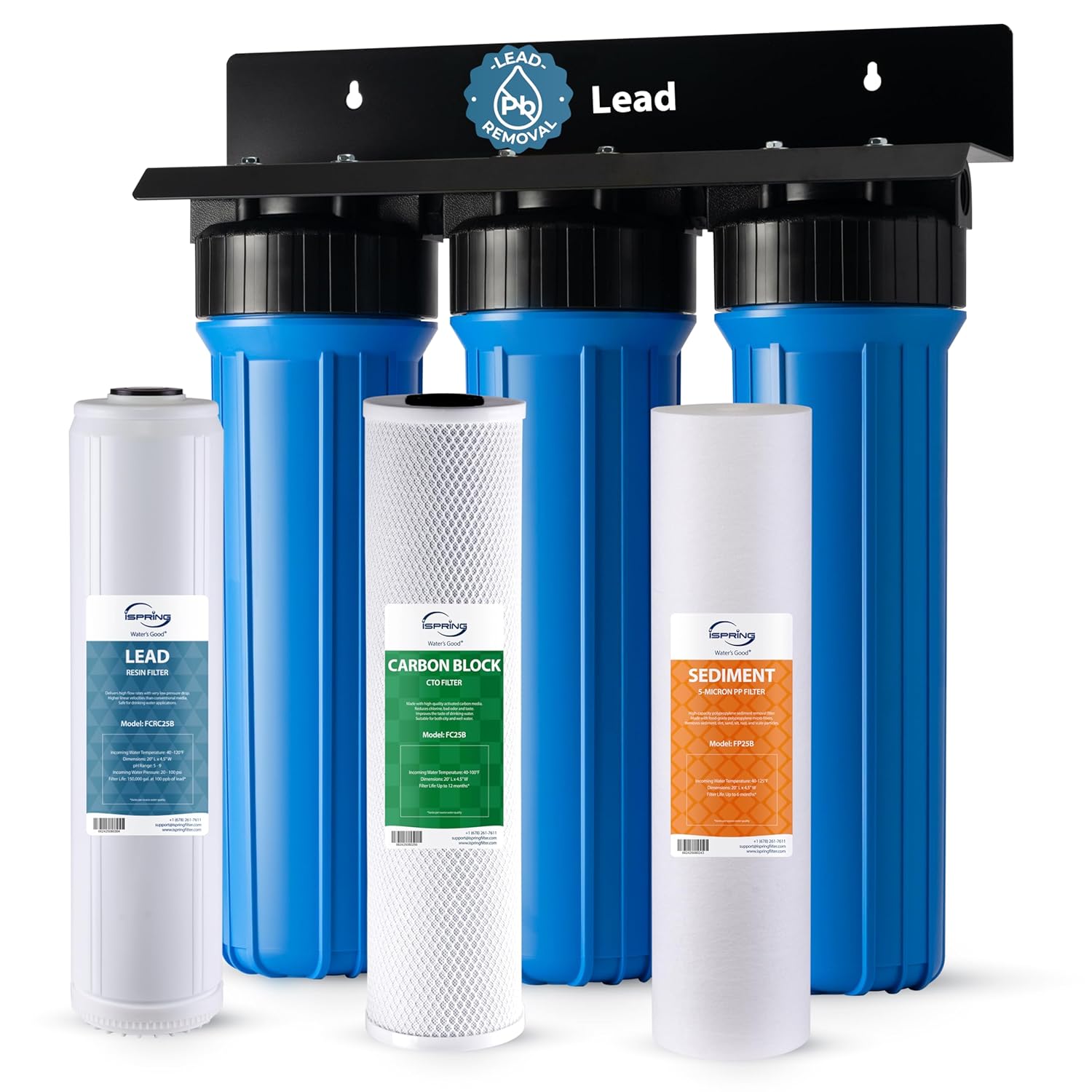iSpring WGB32B-PB Lead-Reducing Whole House Water Filter System, Also Reduces Chlorine, Taste