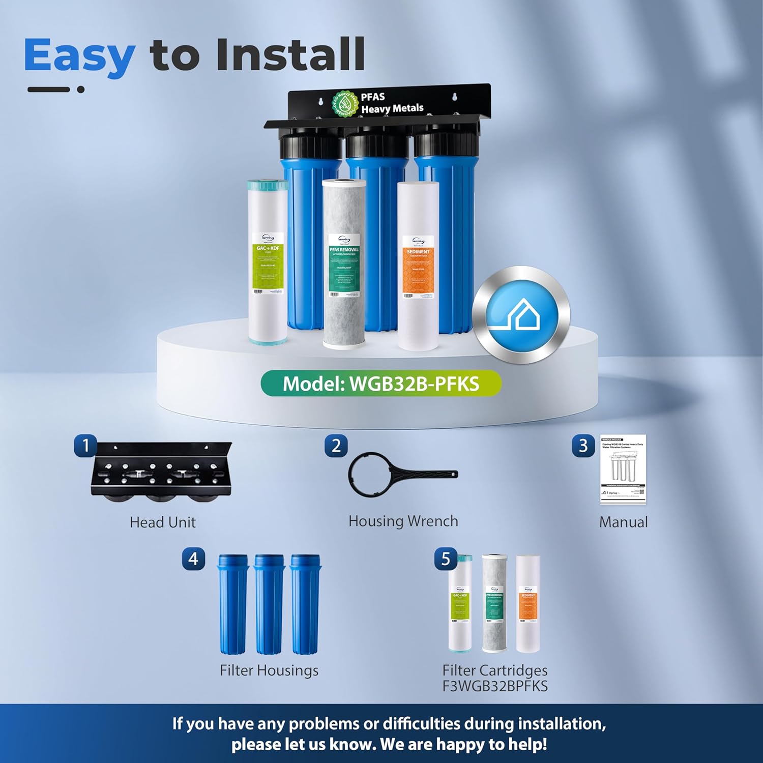 iSpring WGB32B-PFKS PFAS & Heavy Metals Whole House Water Filter System, SGS-Tested - Image 5