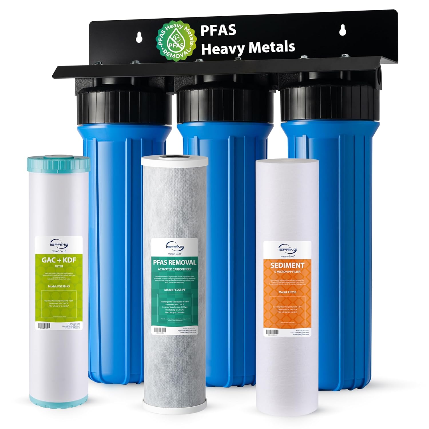 iSpring WGB32B-PFKS PFAS & Heavy Metals Whole House Water Filter System, SGS-Tested