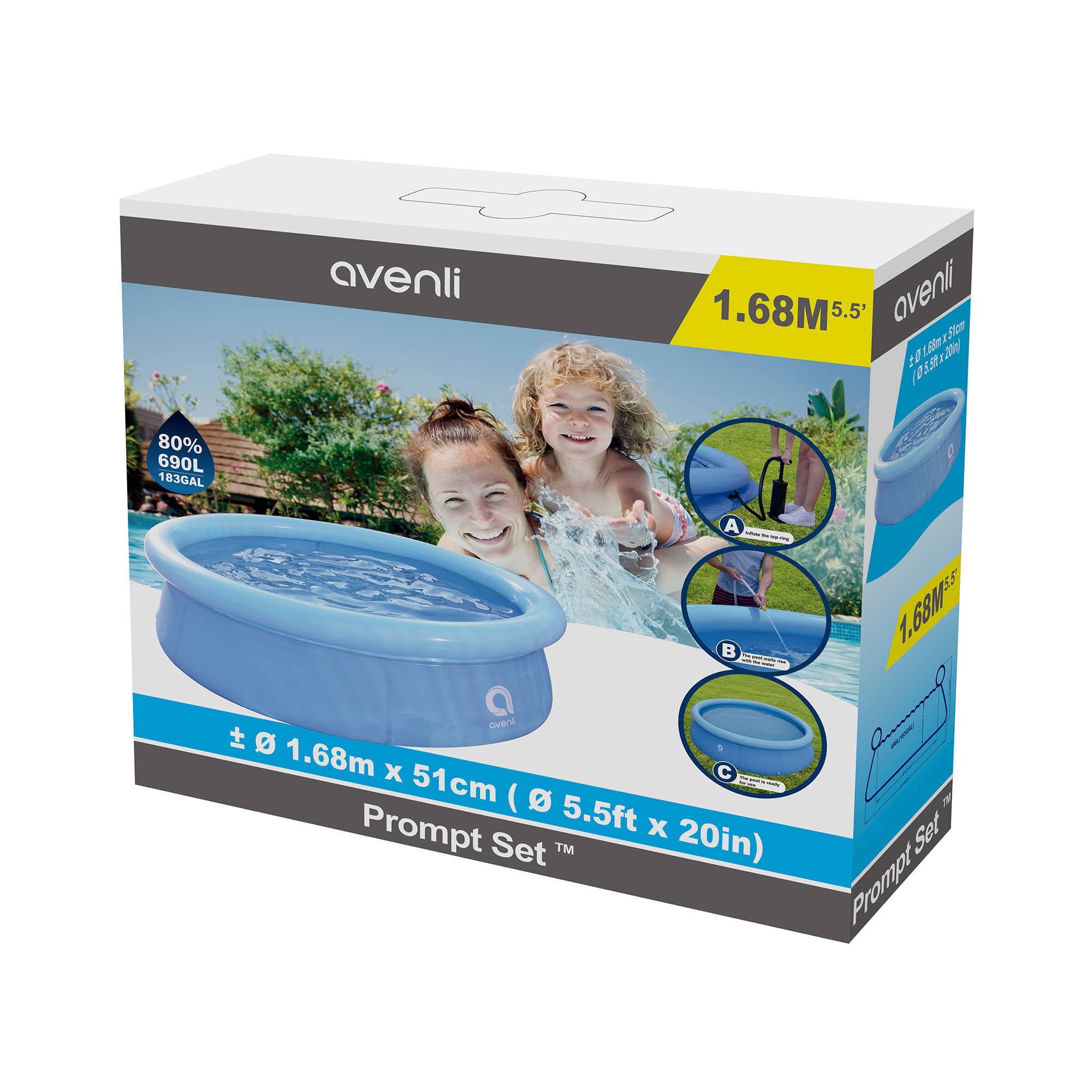 Jleisure - 5.5' x 20" Prompt Set Inflatable Outdoor Above Ground Kid Swimming Pool - Blue - Image 5