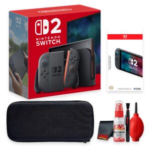 Switch 2 Video Game System Bundle With HORI Screen Protective Filter + Carrying Case + Cleaning Kit - Nintendo Switch 2