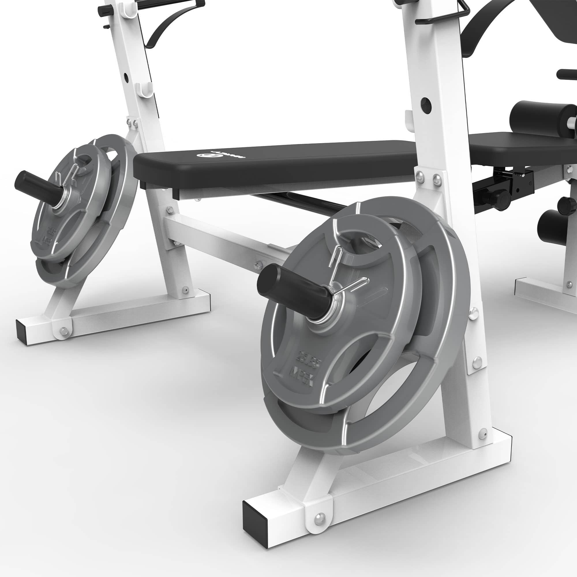 Marcy - Olympic Weight Bench, Home Gym Exercise Equipment Workout Machine, White - White/Black - Image 5