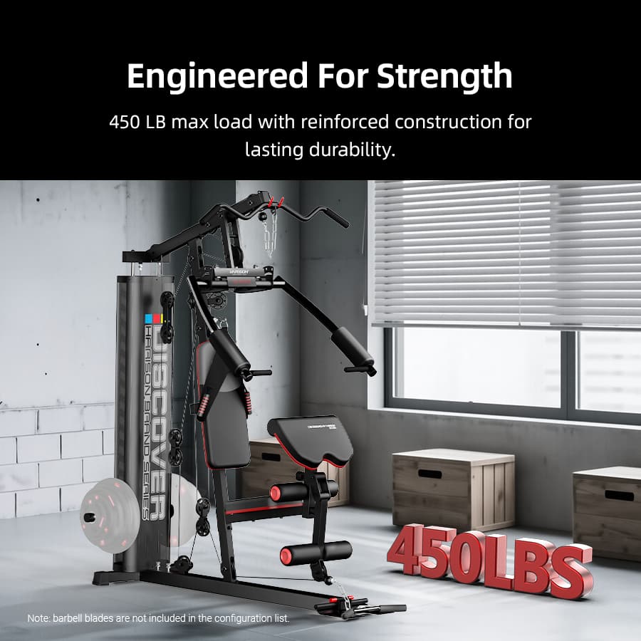 HARISON - Multifunctional Home Gym Equipment, Full Body Workout Equipment with Pulley System, No Weights(BBG11511) - Black - Image 4