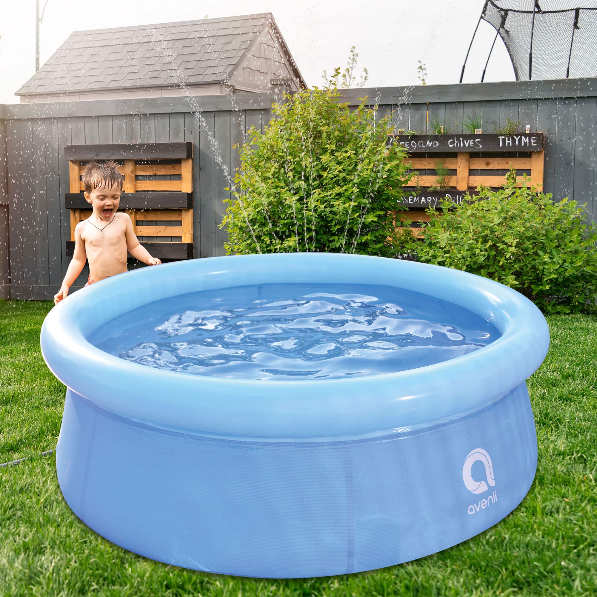 Jleisure - 5.5' x 20" Prompt Set Inflatable Outdoor Above Ground Kid Swimming Pool - Blue - Image 4