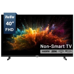 TuTu - 40 inch 1080p FHD 2K LED Non-Smart TV, Flat Screen Television, Works with Fire Stick, Roku, Google, Apple TV, TiVo, Xumo