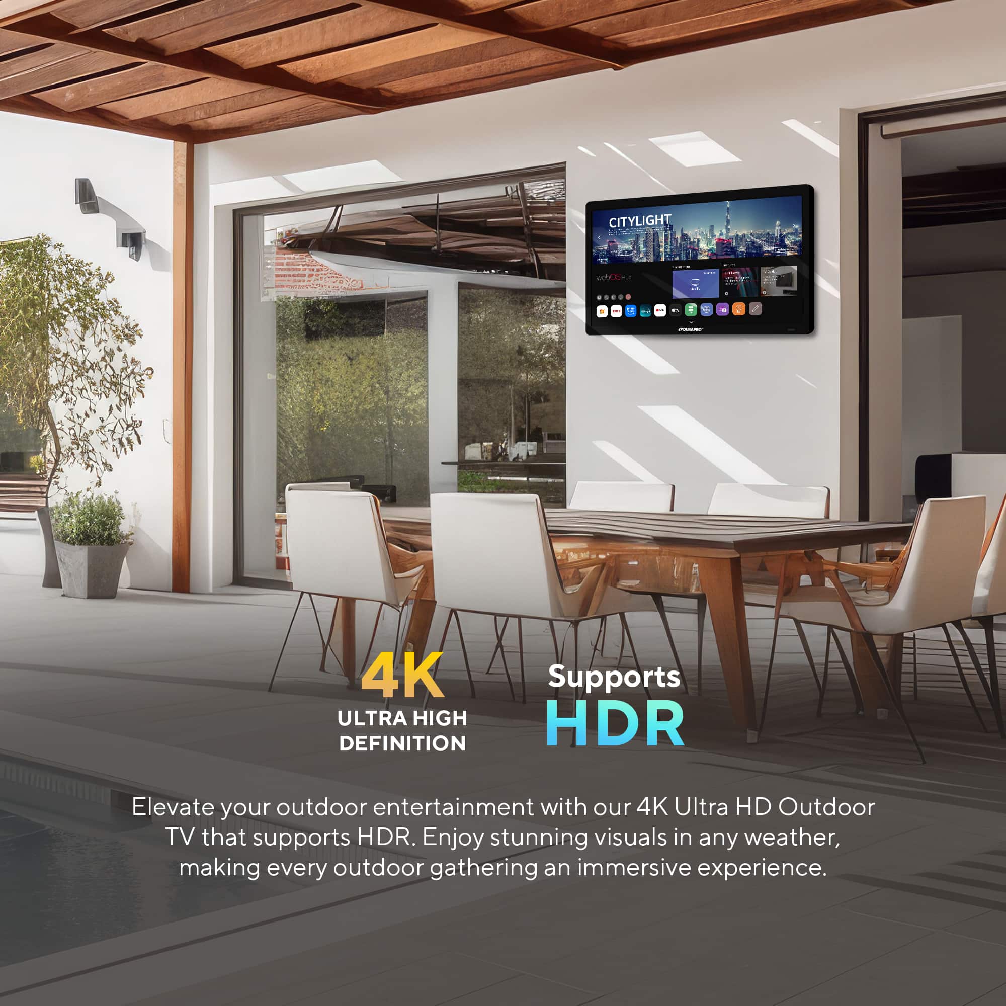 DuraPro - 75" Class Partial Sun Smart Series LED 4K UHD webOS Impact-Resistant Waterproof Smart Outdoor TV with Mount (2025) - Image 5
