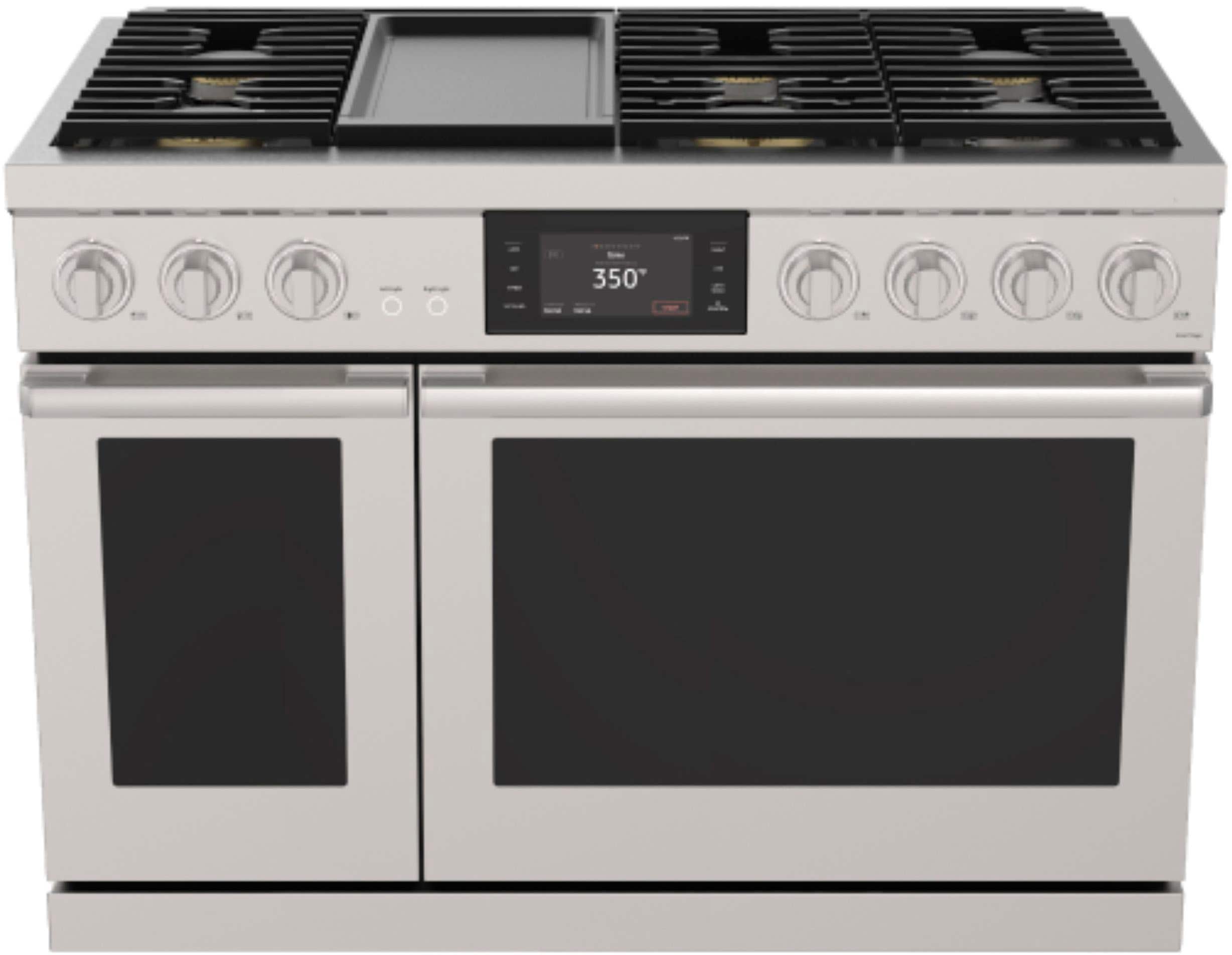 Dacor - Transitional 8.8 Cu. Ft. Slide-In Dual Fuel Four-Part Pure Convection Range with GreenClean and Griddle - Silver Stainless Steel