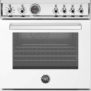 Bertazzoni - 30" Professional Series range - Electric self clean oven - 4 brass burners - White