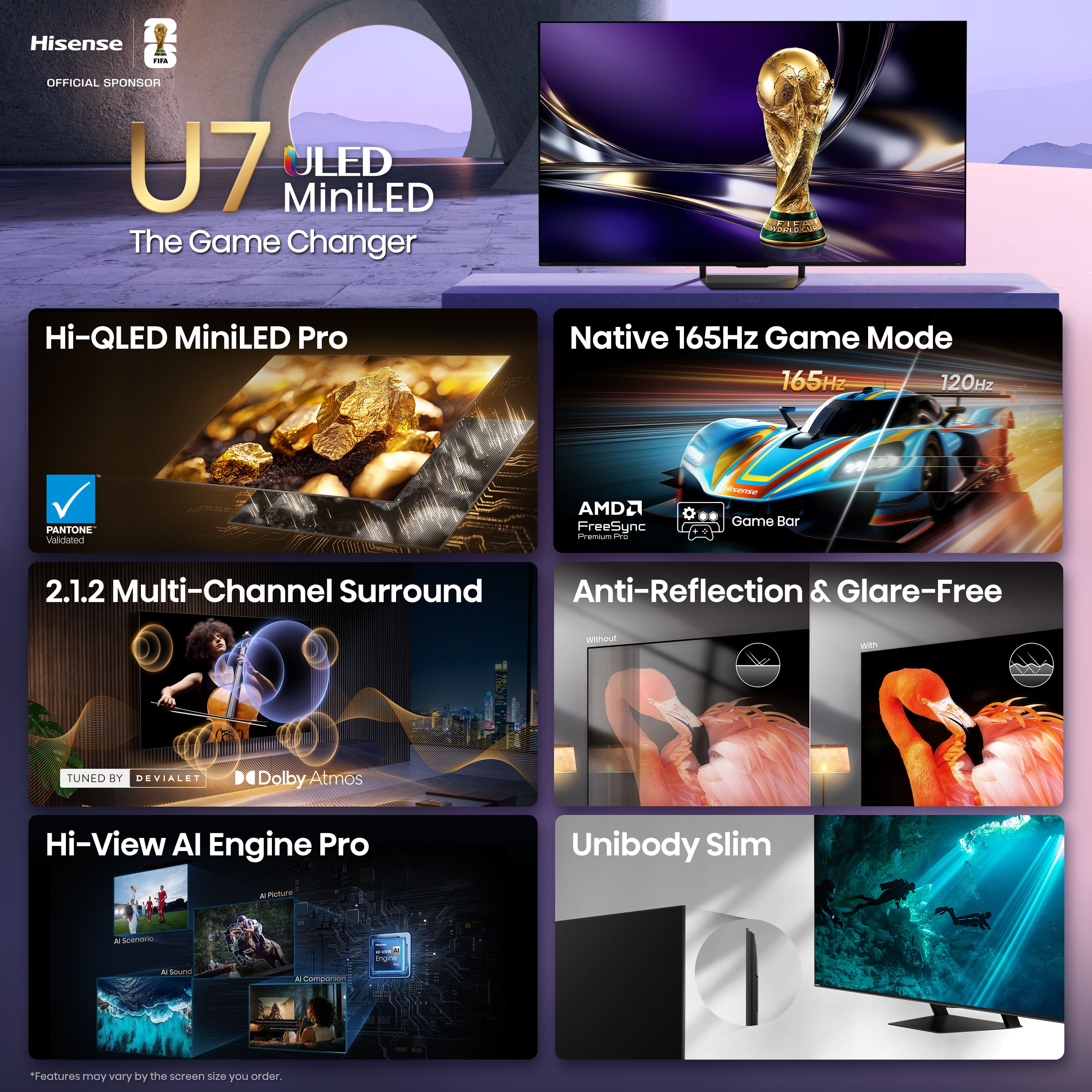 Hisense - 85" Class U7 Series MiniLED QLED UHD 4K HDR Smart Google TV (2026) - Image 4