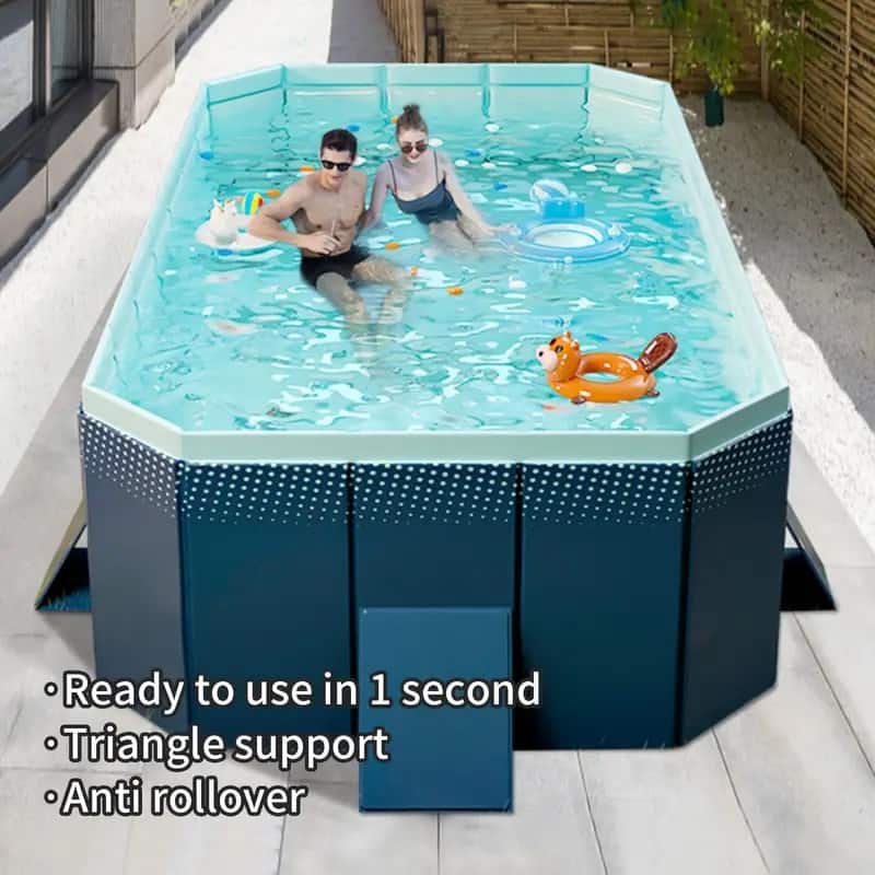 Anysun - 1.8m PVC Folding Pool for Summer, Portable Outdoor Cooling Bath Pool – Not Inflatable, Easy Fold Storage - Blue - Image 3