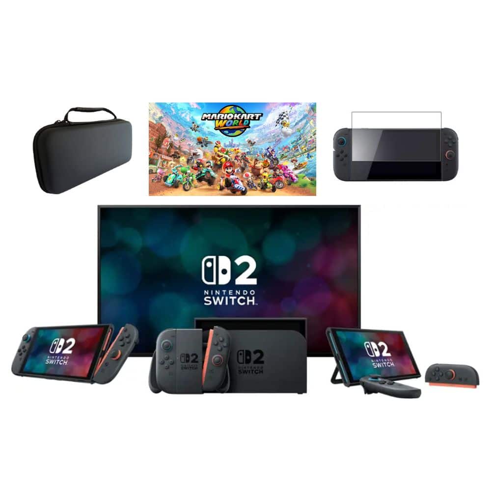 Switch 2 + Mario Kart World Bundle With Accessories, (Carrying Case, and Screen Protector) - Nintendo Switch 2