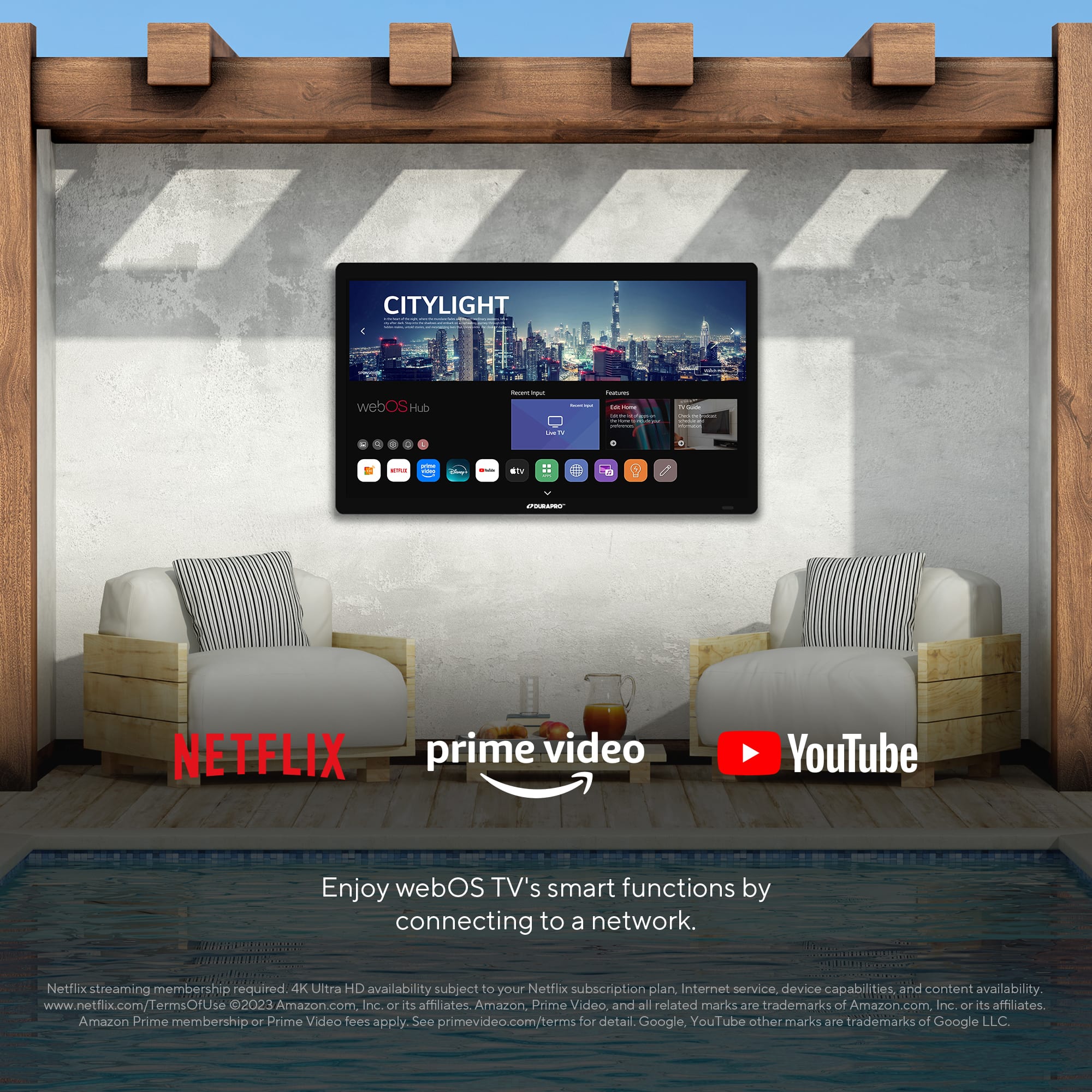 DuraPro - 75" Class Partial Sun Smart Series LED 4K UHD webOS Impact-Resistant Waterproof Smart Outdoor TV with Mount (2025) - Image 4