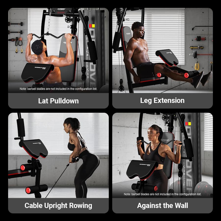 HARISON - Multifunctional Home Gym Equipment, Full Body Workout Equipment with Pulley System, No Weights(BBG11511) - Black - Image 5