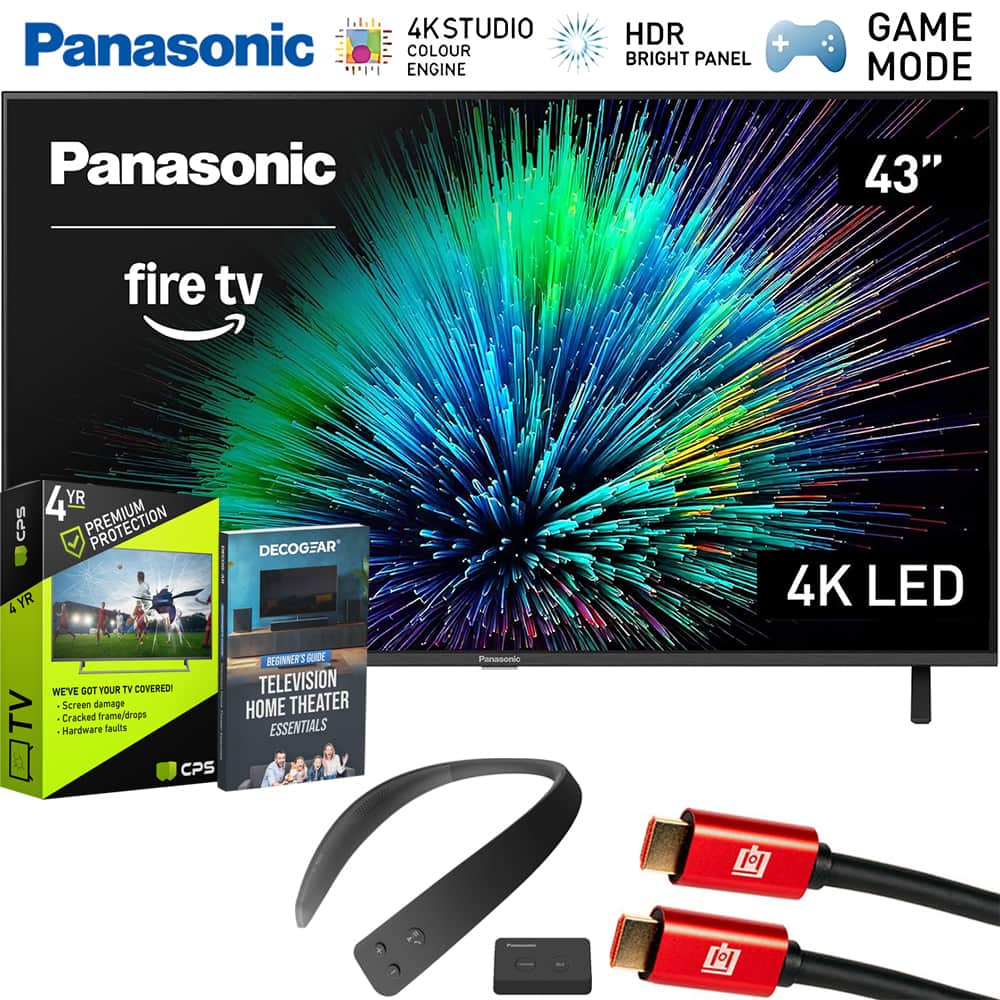 Panasonic - 43" W70 Series LED 4K UHD Smart Fire TV (2025) with 4 Year Extended Protection Plan + WN10 Neck Speaker Bundle