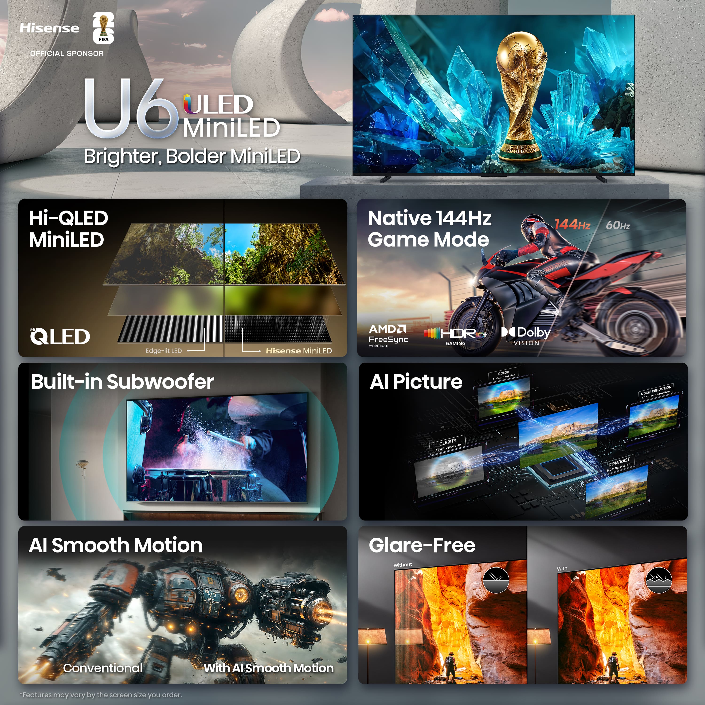 Hisense - 100" Class U6 Series MiniLED QLED UHD 4K HDR Smart Fire TV (2026) - Image 4