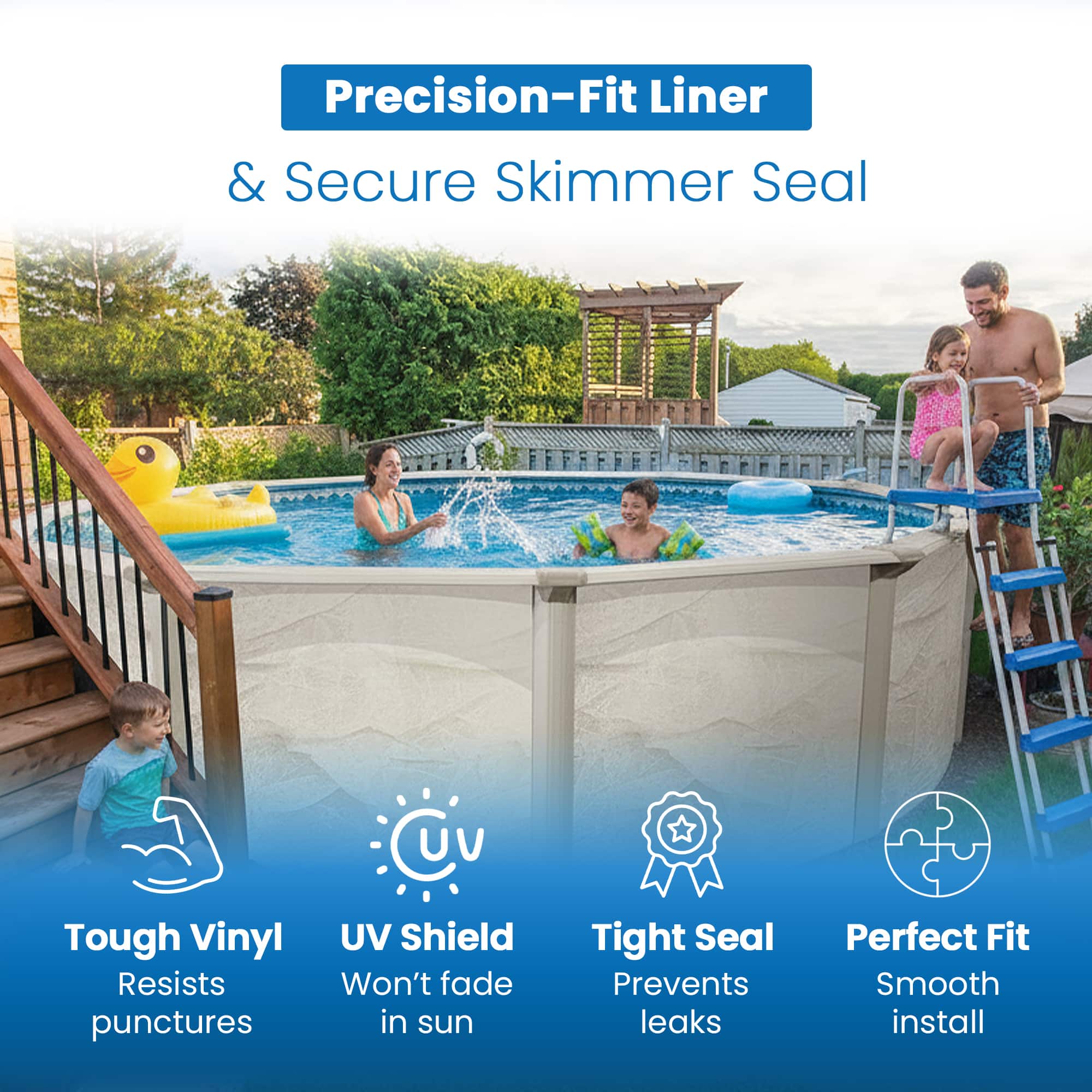 Aquarian - Phoenix 18ft x 52in Above Ground Pool w/ Filter, Ladder, Liner, Skimmer - Gray - Image 5