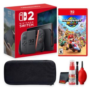 Switch 2 Video Game System Bundle With Carrying Case + Cleaning Kit + Nintendo Mario Kart World for Switch 2 - Nintendo Switch 2