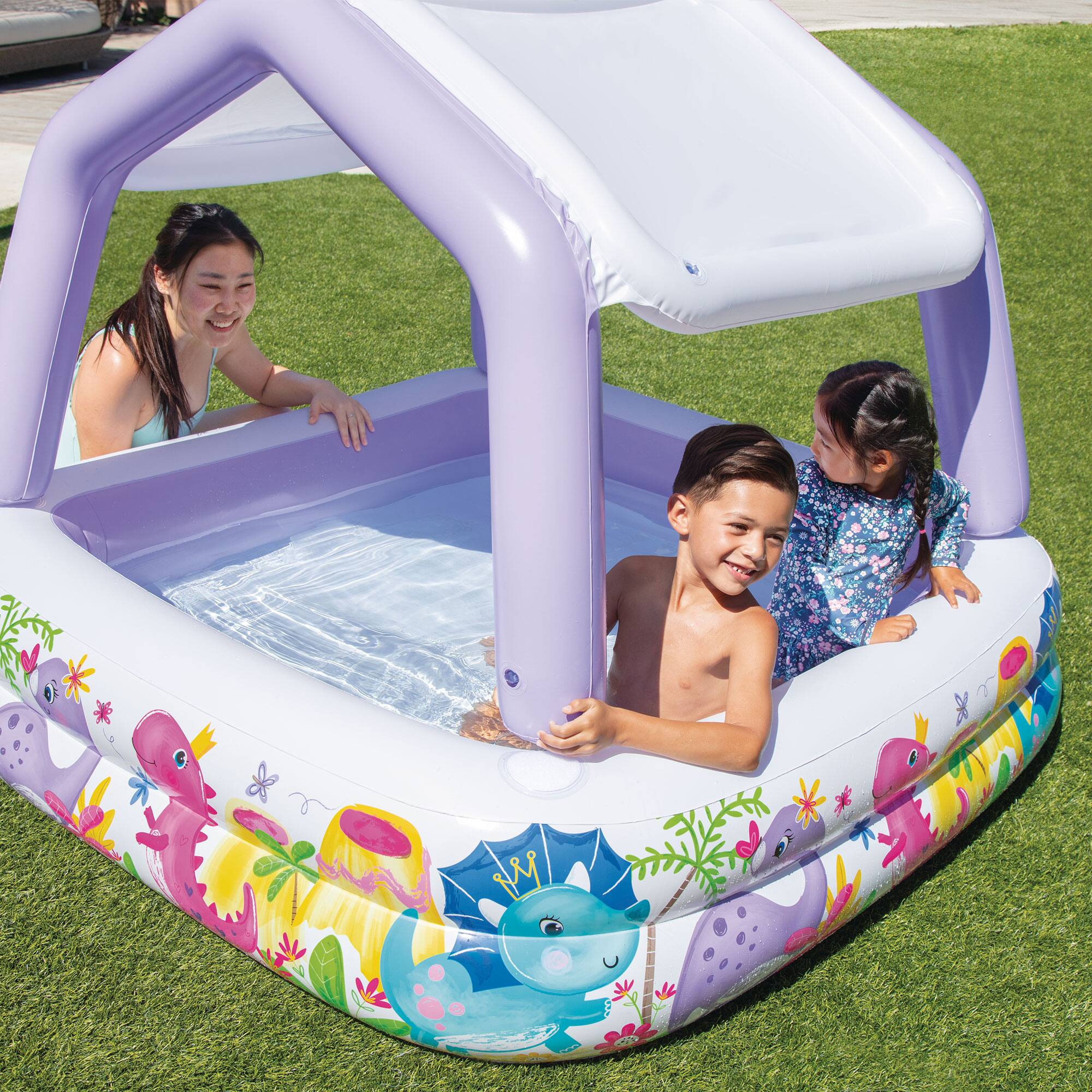 Intex - Inflatable Sun Shade Kiddie Pool and Multi-Colored Fun Ballz, 100 Pack - Multicolor - Image 4