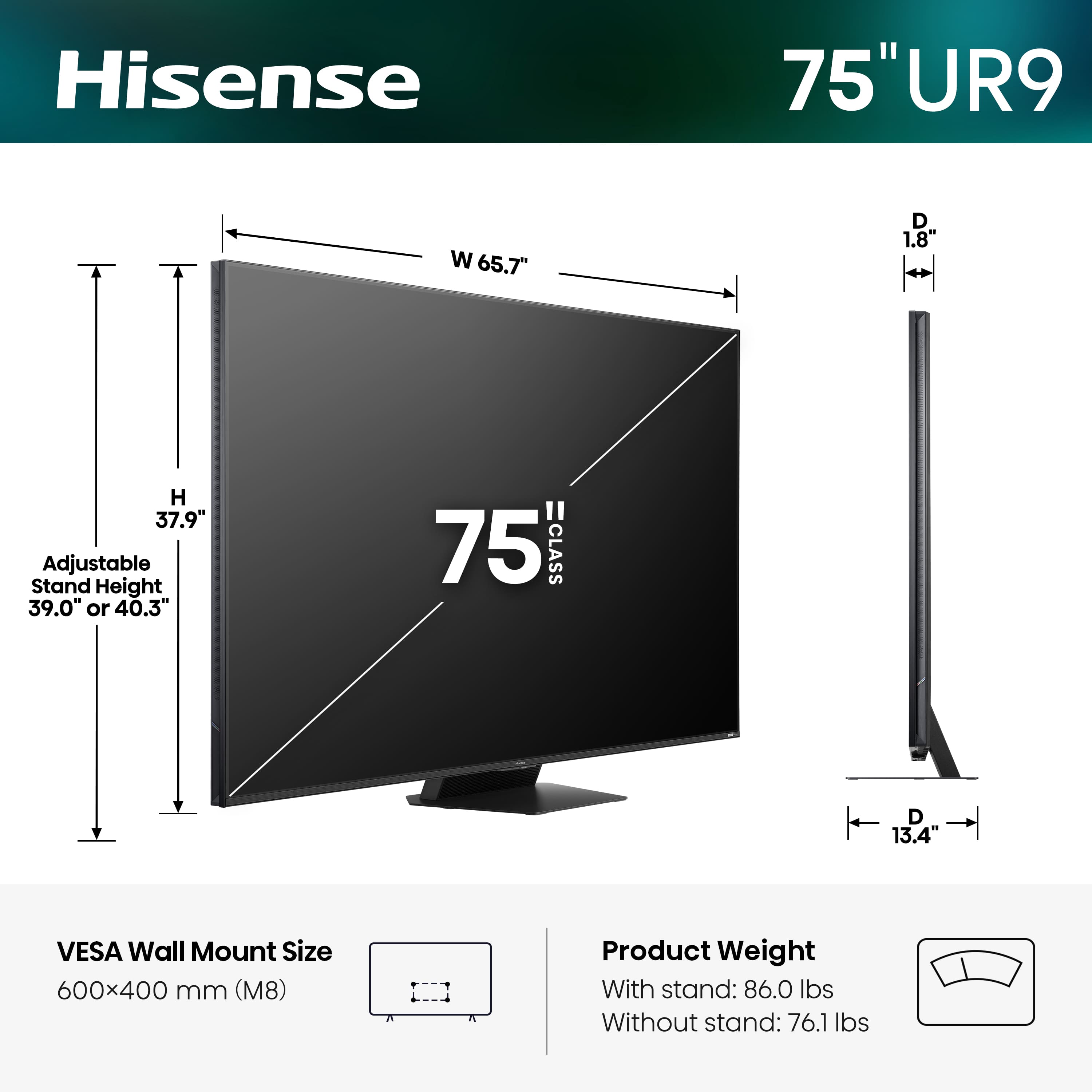 Hisense - 75" Class UR9 RGB MiniLED Series UHD 4K HDR Smart Google TV (2026) - Image 2