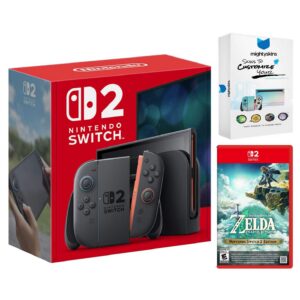 Switch 2 Video Game Console with Legend of Zelda Tears of the Kingdom and MightySkins Code Bundle - Nintendo Switch 2